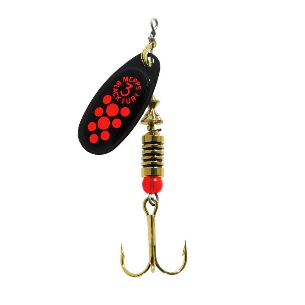 Cucharilla Mepps Black Fury 2 oro puntos rojos
