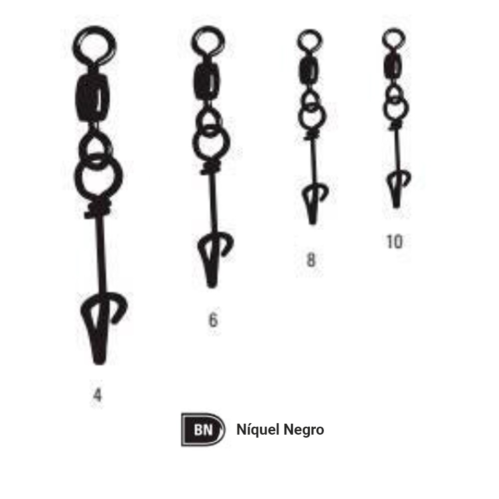 Emerillón Mustad Crane Swivel W/ Fastach Clip 6 Níquel Negro