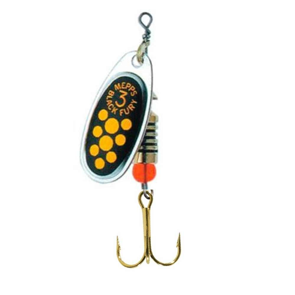 Cucharilla Mepps Black Fury 2 plata Puntos Amarillos