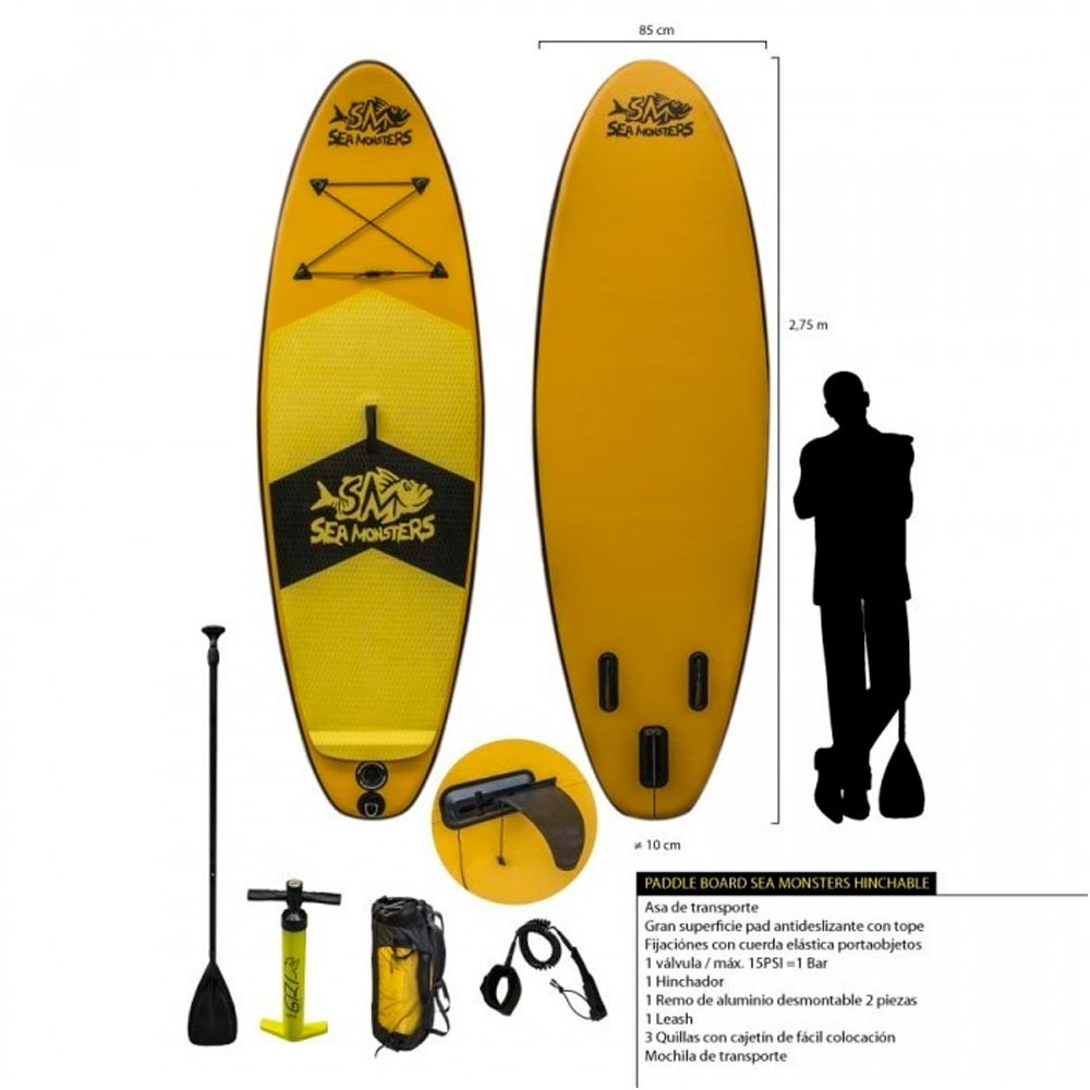 PADDLE SEA MONSTERS YELLOW/BLACK 85 Kg