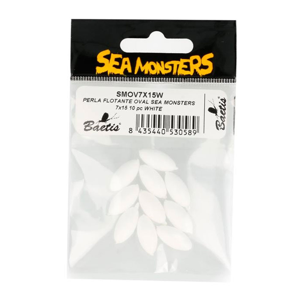 PERLA FLOTANTE OVAL SEA MONSTERS 7x15 10 pc BLANCA