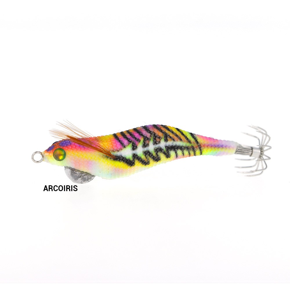Señuelo tallado Sea Monsters Egi-as Bones 1.0 arcoiris