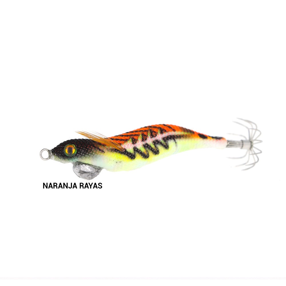 Señuelo tallado Sea Monsters Egi-as Bones 1.0 naranja rayas