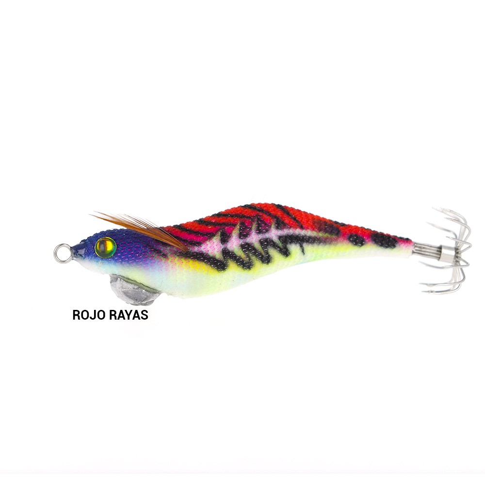 Señuelo tallado Sea Monsters Egi-as Bones 1.0 rojo rayas