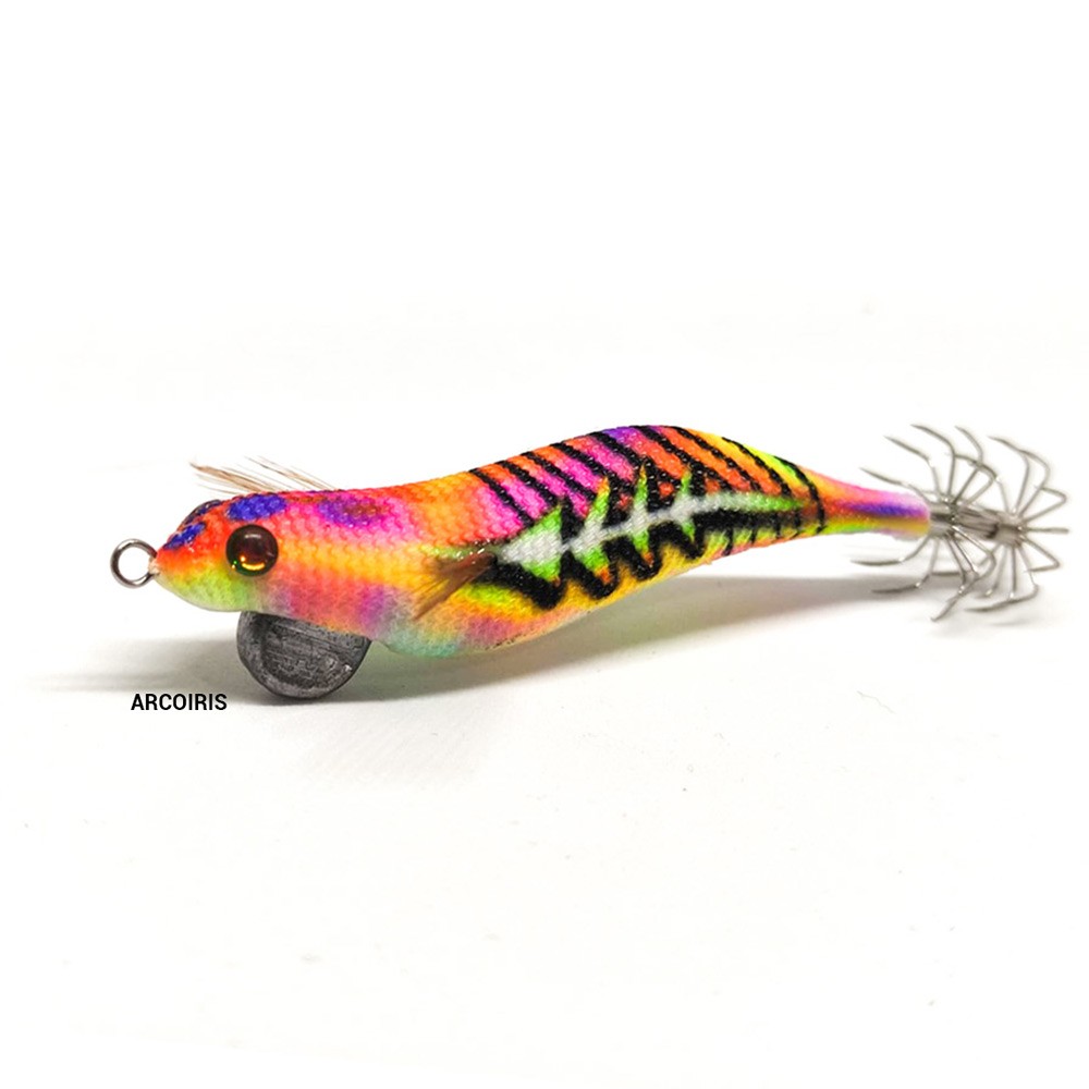 Señuelo tallado Sea Monsters Egi-as Bones 2.0 arcoiris