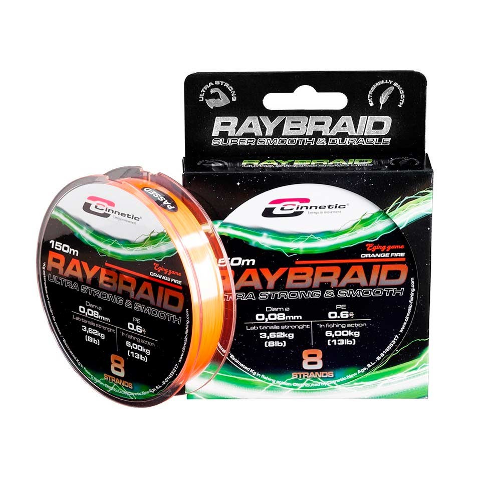 Trenzado Cinnetic Raybraid orange fire 150m 0,14 - Tiendas de pesca